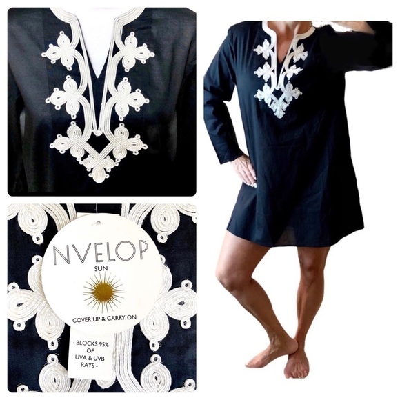 NVELOP SUN Other - 🖤Lilly Pulitzer Style Swim Suit Coverup Black & White Long Sleeves Size M